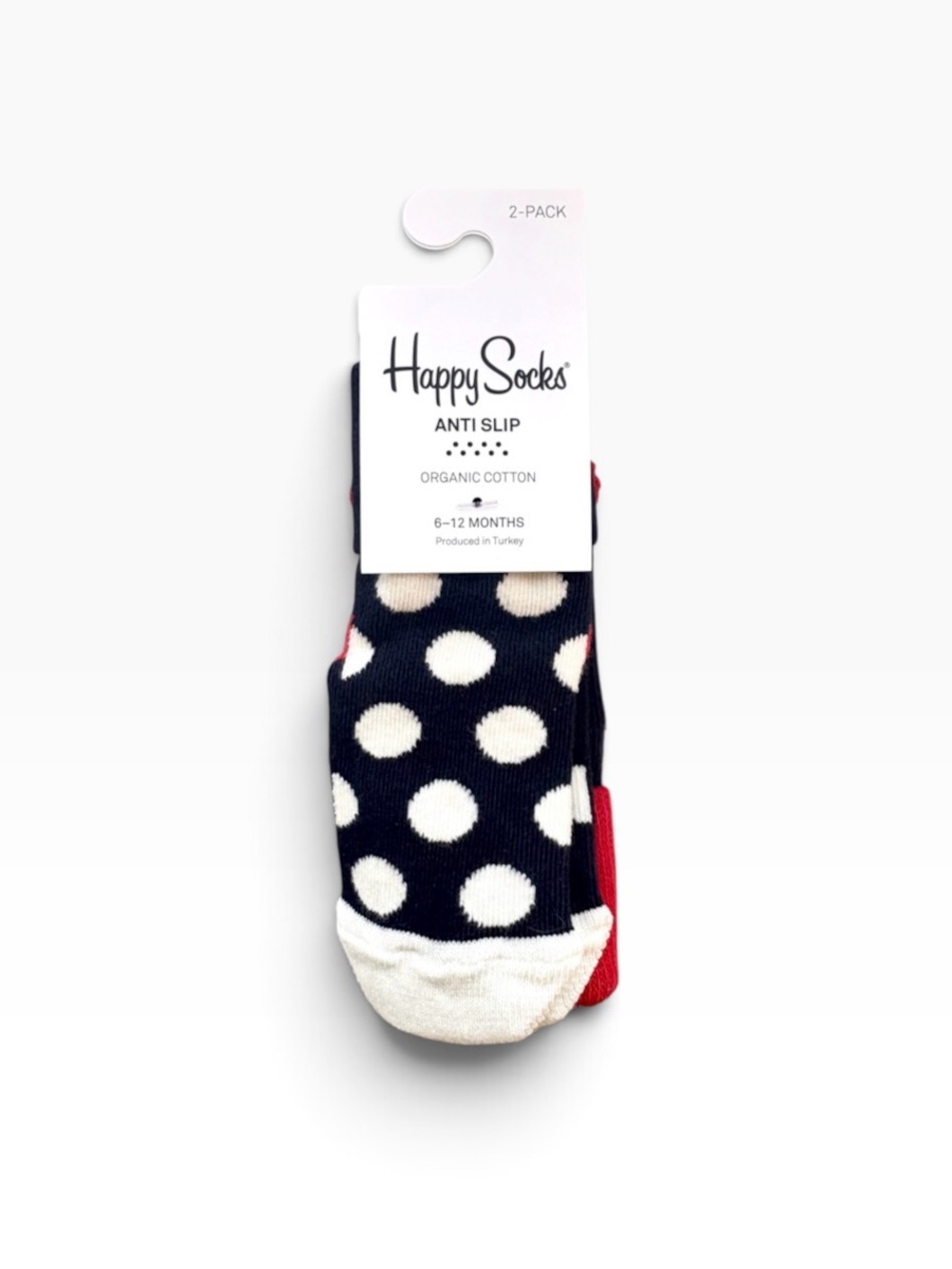 TWO SETS of Happy Socks 2-Pack Kids Big Dot Anti-Slip Socks, 6-12 Months